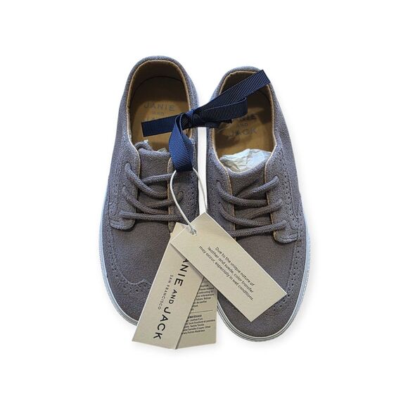 Janie and Jack Boy Gray Suede Lace up Wingtips  Toddler Size 11 - Picture 1 of 6